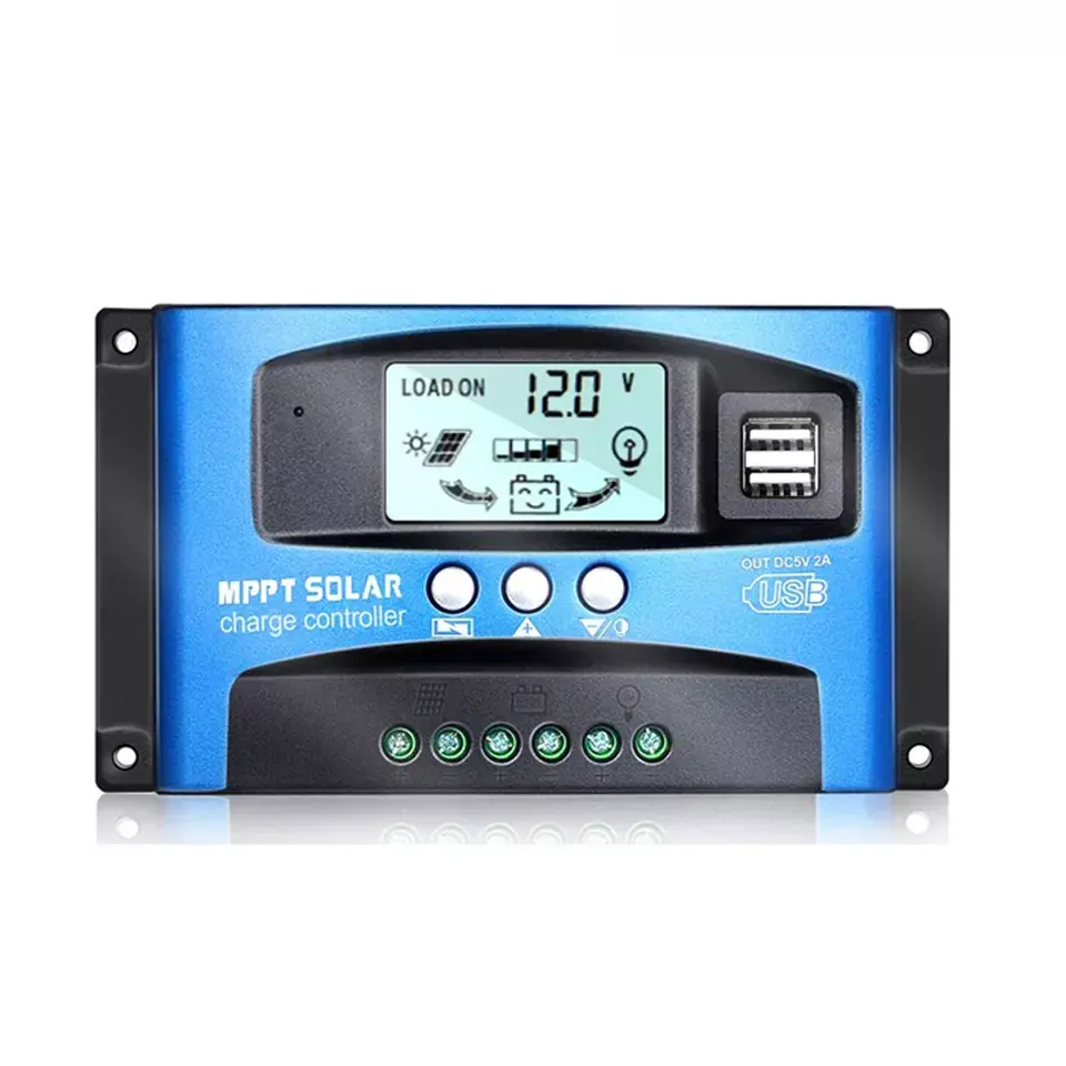 Controlador Solar PWM de 40A/50A/60A, cargador de 12V/24V, doble USB, pantalla LCD, Panel de carga Solar