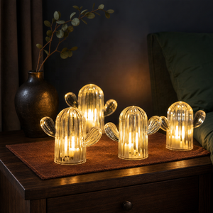 Niedliche kaktus förmige LED-Nachtlichter Transparente Acryl-<span class=keywords><strong>Mini</strong></span>-Tisch lampe für zu Hause Kinderzimmer oder Party Batterie betriebenes Plug-In - Product Image 4