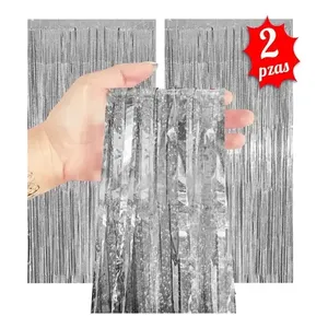 2 tende in carta metallizzata argento per decorazioni per feste - Product Image 1