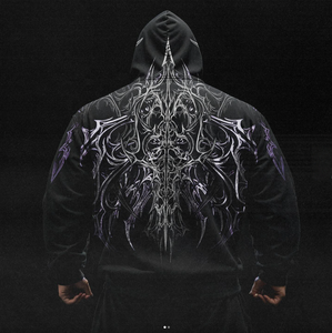 Hoodie court Y2K délavé, coupe ample à épaules tombantes, broderies et motifs personnalisés - Product Image 5