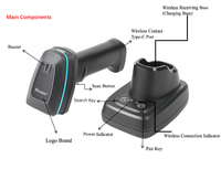 Récepteurs sans fil portables 2,4 G avec technologie de scanner CMOS 2D permettant une couplage facile avec PC A-9622HD