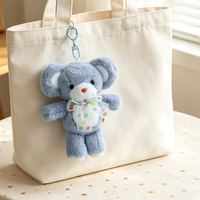 Porte-clés ours en peluche mignon et coloré, pendentif ours en peluche doux avec nœud à pois, breloque de sac, cadeau pour enfants