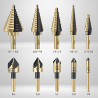 Lot de 5 forets étagés et 5 forets à fraiser HSS revêtus de titane pour métal, acier inoxydable, aluminium, bois, plastique