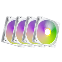 Ventilateur de châssis ARGB blanc avec panneau lumineux circulaire, pales translucides, haute vitesse, grand débit d'air, silencieux pour PC de jeu