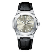 Montre à quartz carrée pour homme POEDAGAR P853, bracelet en cuir, double affichage de la date et du jour, lumineuse, étanche, montre de luxe pour homme