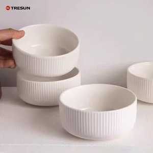 dishwasher <b>microwave</b> safe pure white embossed porcelain ceramic <b>small</b> 4.5 inch rice kitchen dishes bowl - Product Image 5