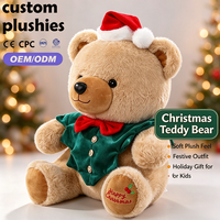 Ours en peluche de Noël personnalisé OEM avec tenue d'elfe et bonnet de Père Noël pour cadeau de fêtes