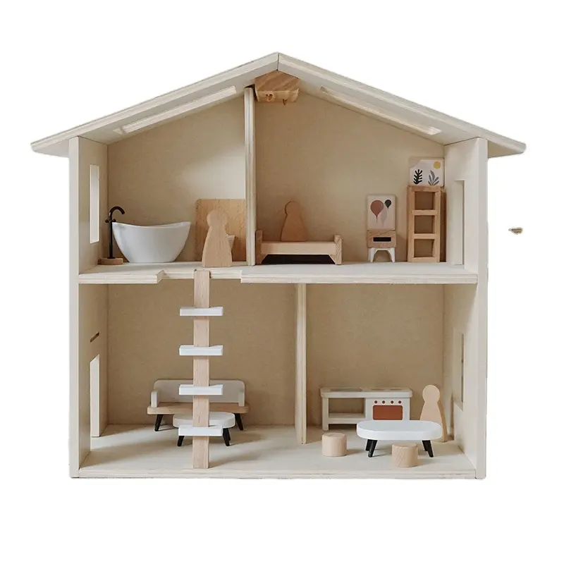 CE certificate toys New Arrival Wooden Dollhouse Pretend Play Baby Buy Online Furniture Learning Educational dolls for girls toy