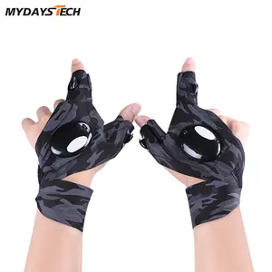 Mydays Tech sarung tangan senter LED portabel, sarung tangan teknologi unik bahan nyaman ukuran bebas untuk berkemah, memancing, mobil, memperbaiki, Hiking