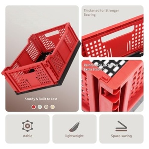Heavy Duty Foldable <b>Plastic</b> Containers Box Collapsible <b>Crates</b> for Fruits Vegetables Supermarket - Product Image 4