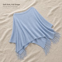 Poncho en tricot personnalisé OEM pour femme, col bateau, ourlet à franges et sequins, coupe ample, pull tricoté pour le bureau et les trajets quotidiens