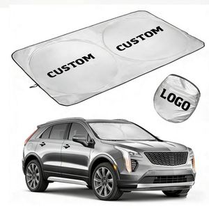Meilleur pare-soleil pliable personnalisé pour pare-brise avant en polyester anti-UV avec logo, double cercle, pour voiture, pas cher - Product Image 1