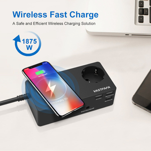 Multiprise USB multifonction Vastfafa 16A avec chargeur sans fil et port Type-C, <span class=keywords><strong>prise</strong></span> d'extension de type UE pour la vente en gros - Product Image 4