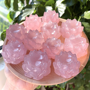 Naturale di alta qualità curativa rosa quarzo cristallo di cristallo di cristallo di Reiki rosa loto di cristallo per la meditazione decorazione - Product Image 6