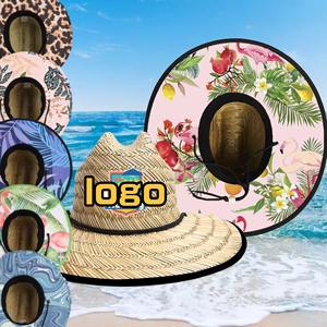Envío gratuito al por mayor personalizado hombres mujeres <span class=keywords><strong>comprar</strong></span> verano Playa Sol a granel salvavidas gorras de paja <span class=keywords><strong>sombrero</strong></span> para mujeres verano - Product Image 1