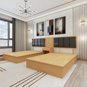 3 Star Hotel Wooden <b>Bed</b> <b>Frame</b> Customized Twin <b>Queen</b> <b>Size</b> Simple Wood Platform <b>Bed</b> for Hotel Guest Room Furniture - Product Image 3
