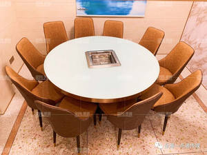 Bàn nướng lẩu điện tròn thương mại, không khói, tích hợp bếp từ <span class=keywords><strong>mini</strong></span>, ngăn chia tùy chỉnh, dành cho nhà hàng lẩu hiện đại - Product Image 4