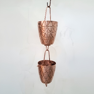 Chaîne de pluie décorative artisanale en cuivre à motifs, pour gouttière et descente de pluie, décoration suspendue pour jardin extérieur, fournitures de jardinage - Product Image 1