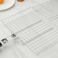 Panier de barbecue en acier inoxydable personnalisable, pliable, en maille, pour pinces à barbecue, poulet rôti, poisson grillé, viande, maïs, grille