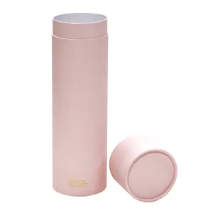 New Design Beauty Pink Printing Hot Stamping Cylinder Tube Rigid Rond Gift paper box packaging