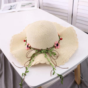 Sombrero de Paja con Logotipo Personalizado <span class=keywords><strong>para</strong></span> Niños, Sombrero de Paja con Diseño Floral, Sombrero de Pesca de Ala Ancha con Protección UV, Gorra <span class=keywords><strong>para</strong></span> Vacaciones en la Playa, Venta al por Mayor - Product Image 3