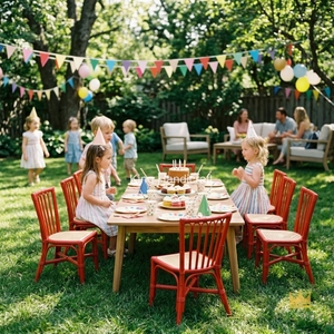 Silla de Ratán para Niños, Color Personalizado, Tejida a Mano, Asiento de Mimbre, Silla sin Brazos para Niños Pequeños, para Eventos de Cumpleaños, Venta al Por Mayor - Product Image 4
