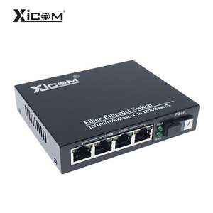 Conmutador Ethernet de Fibra Xicom de 4 Puertos 10/100/1000Base-T a 1000Base-X, Conversor de Medios Gigabit - Product Image 1