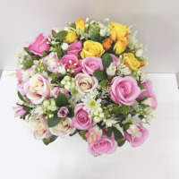Fleurs artificielles en soie rose mélangées, bouquet de roses artificielles pour centre de table, mariage, fête, décoration de la maison