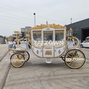 Reliable Electric Horse Carriage Royal Wedding Carriage Ornate White and Gold Design for Sightseeing and Tourism Use - Product Image 3