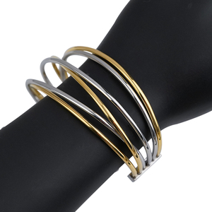 Pulsera de Moda de Acero Inoxidable para Mujer, Pulsera Cruzada Multicapa Abierta Ajustable, Estilo Hip Hop, Hueca, Calidad de Fábrica - Product Image 3