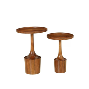 Mesa Auxiliar Clásica Hecha a Mano de Madera Sólida, Mueble de Sala de Estar, Mesa de Esquina Duradera de Madera Natural para Sofá - Product Image 2