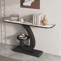 Table console en ardoise de luxe léger, design détachable, rangement ouvert, style moderne simple, semi-circulaire, pour entrée, couloir, hall d'entrée, table d'appoint