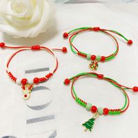 Bracelets tissés à la main pour les fêtes de Noël européennes et américaines 2026, avec breloques Père Noël, sapin de Noël et cerf, cadeaux promotionnels