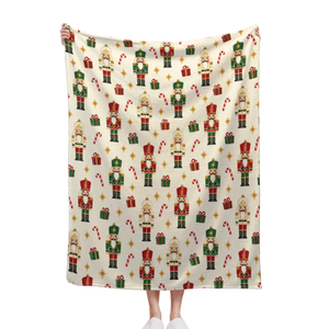 Manta de Franela Suave y Cálida de 300 g/m² con Estampado de Cascanueces y Bastones de Caramelo Navideños, 60x80 Pulgadas, para Cama, Sofá y Camping, Venta al por Mayor - Product Image 2