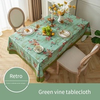 Nappe carrée en polyester vert de style chinois traditionnel, gaufrée, personnalisable, motif floral de vigne, anti-poussière, pour salle à manger