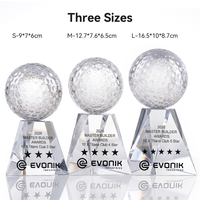 Trophée personnalisé en verre cristal, design globe de diamant bleu, ballon de golf, médaille commémorative pour champion d'équipe, prix