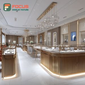 Vitrine de présentation de bijoux de créateurs sur mesure, finition stratifiée, vitrine en verre pour magasin de marque - Product Image 1