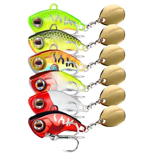 WeiHe 6colors Metal Mini VIB With Spoon 9g 13g 16g 22g Metal Fishing Lure Lead Fish Bait with 3D Eyes Srtong Treble Hooks