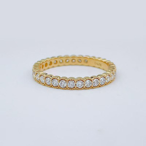 <span class=keywords><strong>Anillo</strong></span> de banda apilable con pavé completo de diamantes cultivados en laboratorio, diseño único y a la moda, de <span class=keywords><strong>oro</strong></span> amarillo de 18K para mujer - Product Image 2