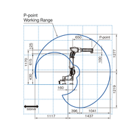 Robot de soudage OTC FD-V8 avec une charge utile de 8 kg, une répétabilité de 0,08 mm, une portée de 1437 mm, positionneur de soudage comme robot industriel