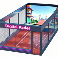Terrain de padel intelligent de projection AR 10x5x4m avec machine simulateur de service à alimentation automatique pour divertissement en intérieur