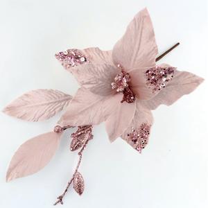 <span class=keywords><strong>Picks</strong></span> floraux de Noël 01412 # Décoration de Noël de 31 cm de diamètre, fleurs artificielles scintillantes, décoration de Noël, branche de fleurs de Noël - Product Image 1