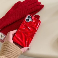 Funda para Teléfono HMJ con Purpurina Antiarrugas, TPU Galvanizado Rojo, para iPhone 17 16 15 14 13 12 11 Pro Max Plus, para iPhone 17 Pro Max, OEM