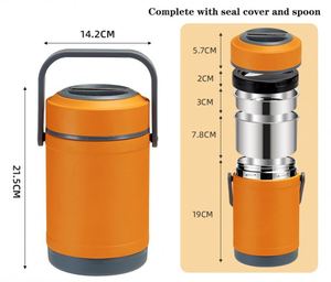 กล่องข้าวสแตนเลส 304 เก็บอุณหภูมิ กล่องอาหารกลางวันแบบพกพาสำหรับพนักงานออฟฟิศและนักเรียน - Product Image 6