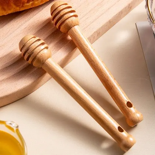 Bambus Honey Dipper Rührer Stick für Honey Jar Dispense Nieselregen Honey Beech Wooden Honeycomb Stick