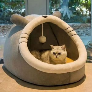 Pet Cat Ears House Nest Arctic Fleece Polyester Filling Eco-Friendly Anti-Slip Fashion Warm Pet <b>Bed</b> Indoor Use for Cats Small - Product Image 4