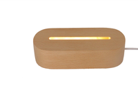 1 paire de lampe Led 3D en hêtre avec Base USB, support de veilleuse en bois pour lampe en acrylique, vente en gros
