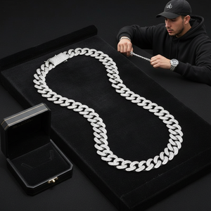 Fully <b>Iced</b> <b>Out</b> Sparkling Diamond Hip Hop Style Miami Cuban Link <b>Chain</b> in 925 Sterling Silver - Product Image 3
