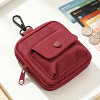 Porte-monnaie portable, petite pochette carrée avec porte-clés et mousqueton, étui multifonction pour écouteurs et rouge à lèvres, sac cadeau promotionnel