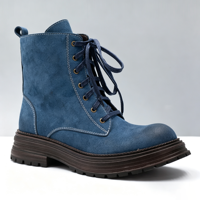 Nouvelles Arrivées Bottes Combat en Daim à Lacets pour Femme 2026 – Chaussures d'Hiver à Plateforme en Cuir pour Femme, Bottines